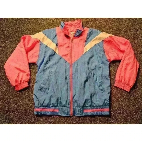 Lavon Jackets & Blazers - Vintage Lavon Pink Blue White Trim Windbreaker Jacket Men's Jacket Womens Small
